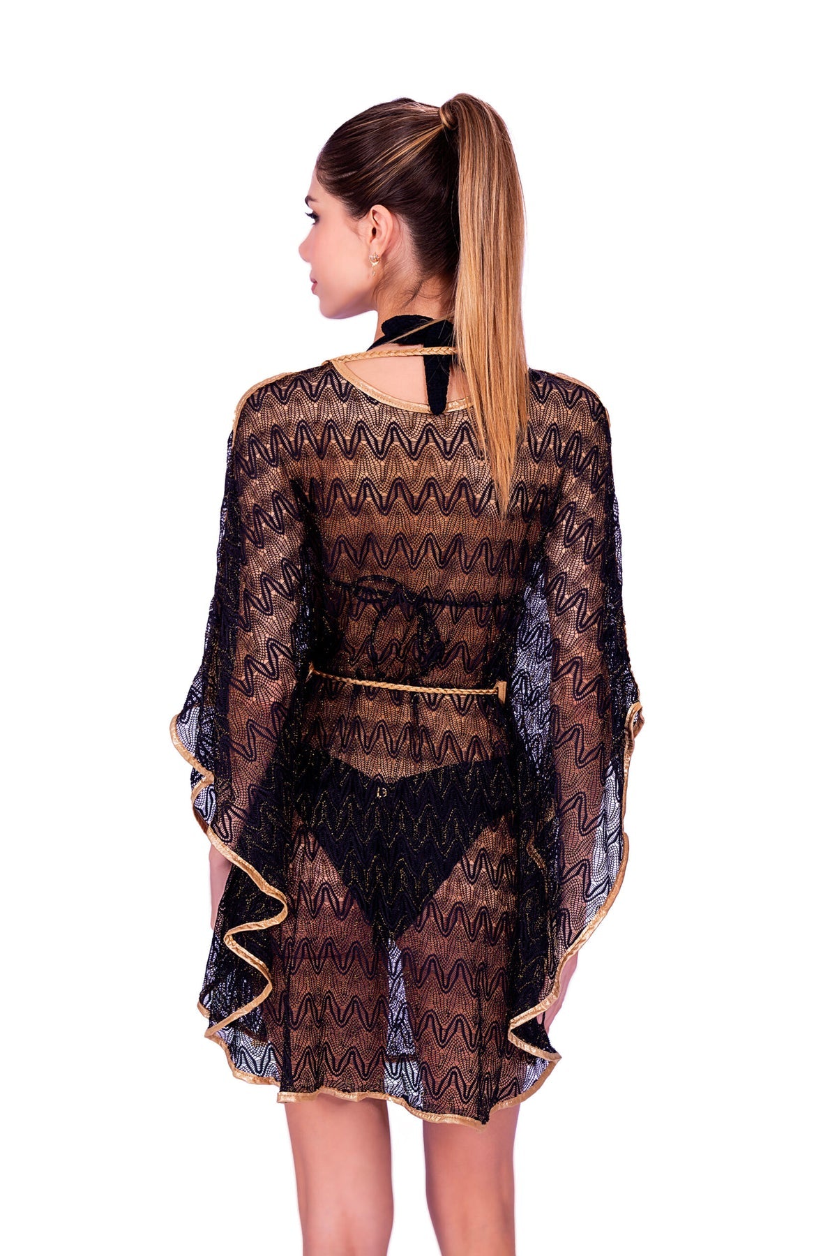 DESPI LACE ZIG ZAG KAFTAN-BLACK
