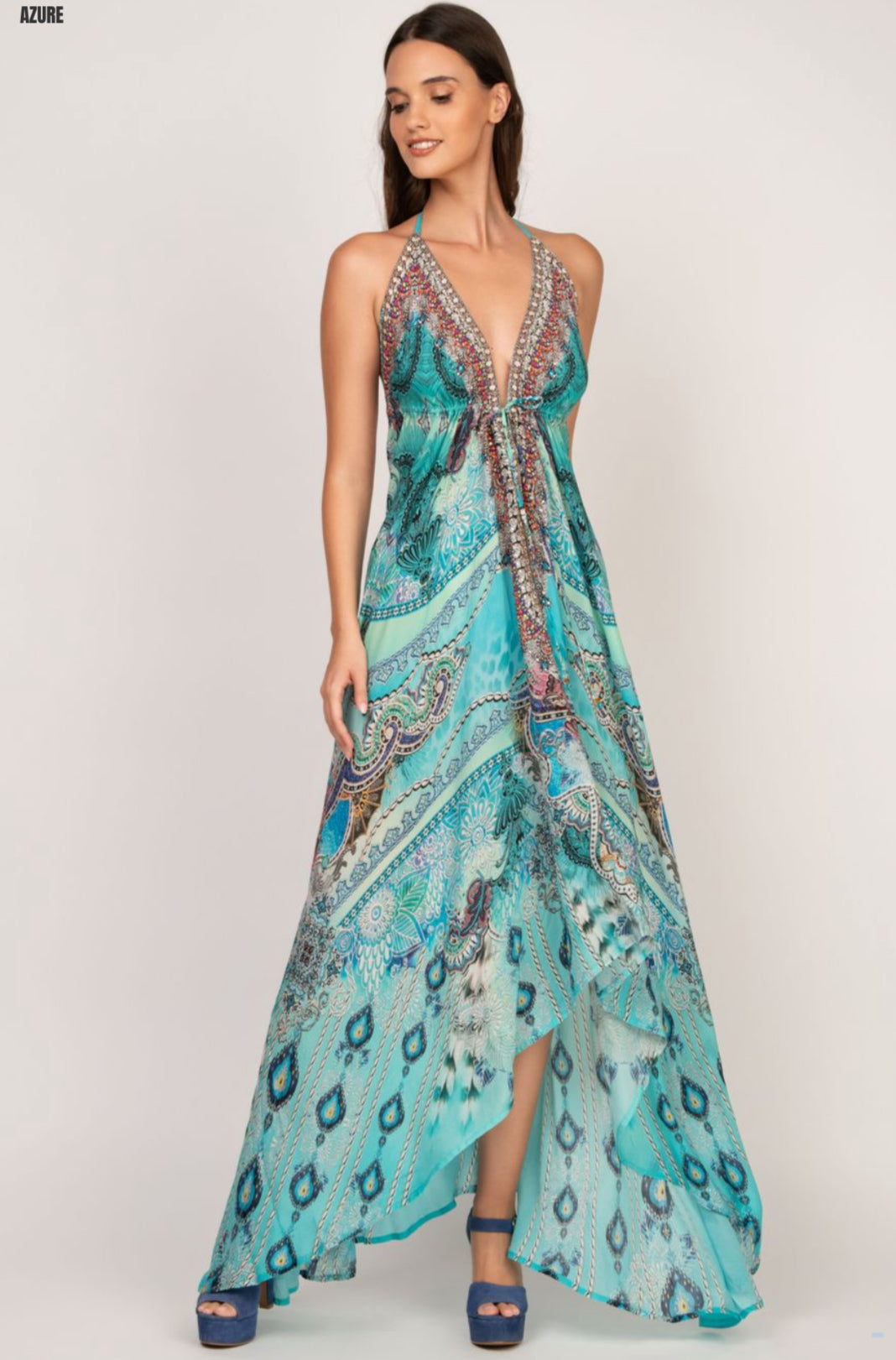 HI-LO DRESS LONG-AZURE